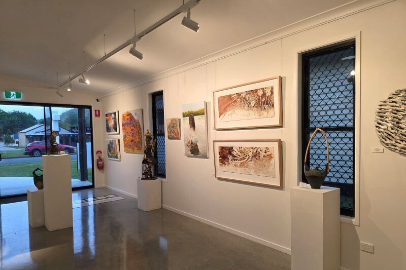 Glass entry door at gallery